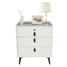DunleyMin Smart Bedside Table with 3 Drawers, Smart Nightstand, Three-color light, Fingerprint Lock, Modern Bedside Table for Bedrooms and Living Room