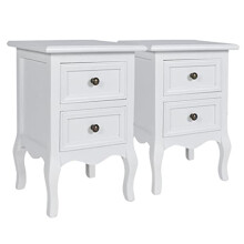 vidaXL 2x Nightstands with 2 Drawers MDF White Bedroom Bedside Table Cabinet