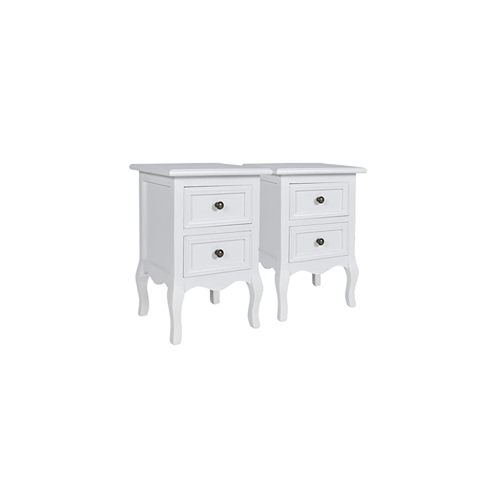 Vidaxl 2X Nightstands With 2 Drawers Mdf Bedroom Bedside Table Cabinet White