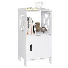WOLTU Bedside Table with Open Compartment, Bedside Cabinet Modern, 30x30x60cm, Hidden Storage, bedroom, Living Room Coffee Side Table, White, TSR166ws