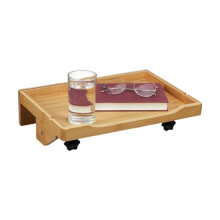Relaxdays Bedside Table, Mini Bed Tray, Clamp-on, for Loft & Bunk Beds, HxWxD: 9 x 36 x 25.5 cm, Made of Bamboo, Natural