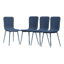(Blue, Set of 4) OSLO Weave Fabric Dining Chairs w/ Padded Retro Metal Legs