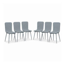 (Silver, Set of 6) OSLO Weave Fabric Dining Chairs w/ Padded Retro Metal Legs