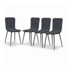 (Charcoal, Set of 4) OSLO Weave Fabric Dining Chairs w/ Padded Retro Metal Legs