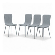 (Silver, Set of 4) OSLO Weave Fabric Dining Chairs w/ Padded Retro Metal Legs
