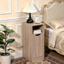 Rainbow Tree Slim Tall Bedside Table Cabinet with Door & Storage Space for Bedroom, Narrow Sofa Side Table End Table for Living Room, Nightstand
