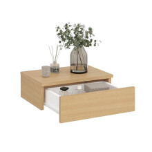 Komto Floating Bedside Tables â“ Wall Mounted Nightstand with Drawer, Beech Bedside Table for Bedroom | Monaco 42 x 30 x 15 cm