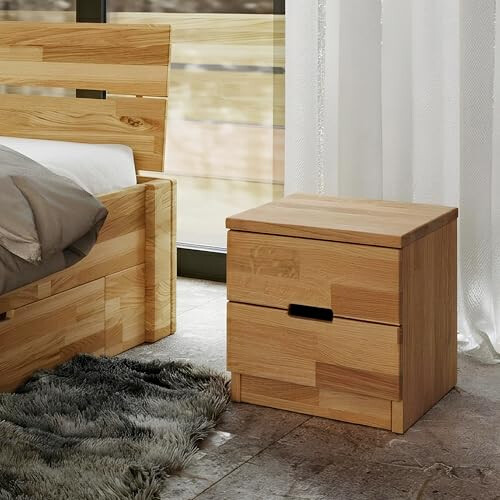 KROKWOOD Bedside Table ELSA solid wood 40x40x40 cm (in oak)