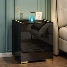 Jehiatek Smart Bedside Table with Wireless Charging, Bedside Cabinet with 2 USB Ports and Led Light (Touch-Control), Nightstand with 3 Drawers for