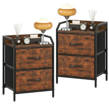 Feonase Bedside Tables Set of 2, Bedside Table with 2 Storage Fabric Drawers, Sturdy Metal Frame,Bed Side Table for Bedroom & Living Room Modern,
