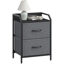 GoaHi Bedside Table, 2 Drawer Bedside Cabinet Nightstand With Large Capacity Fabric Bedside Drawers, Metal Frame With Wooden Top, 2 Drawer Storage Bed
