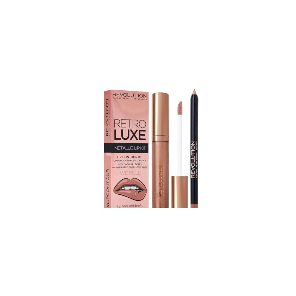 Makeup Revolution Retro Luxe Metallic Lip Kit We Rule, Pack Of 2