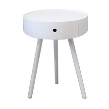 ASPECT Anika Round Bedside/End/Lamp Table With One Drawer,White