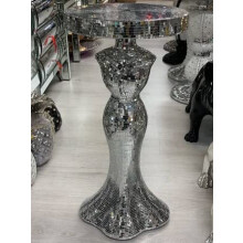 DEENZ Silver Lady Full Mirrored Side Table Modern Plant Stands Bed Side Sparkle End Romany Pearl 63X33Cm