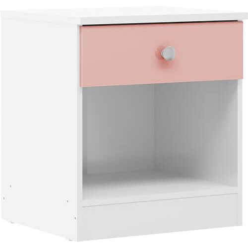 Seconique Seconique Denver 1 Drawer Bedside in White/Pink Gloss