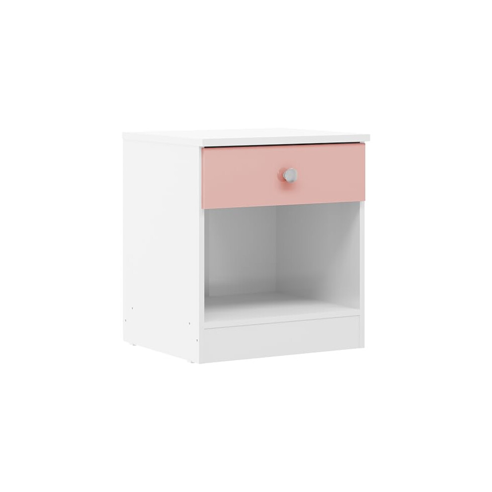 Seconique Denver 1 Drawer Bedside In Gloss White/Pink