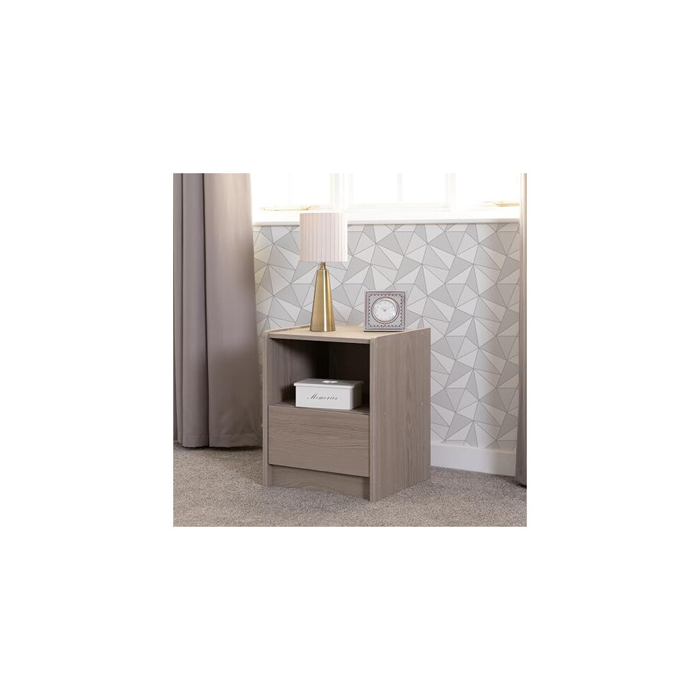 Seconique Paris 1 Drawer Bedside In Smoked Ash Effect