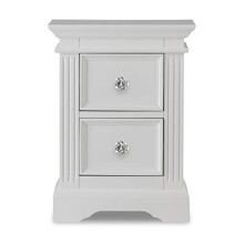 Gainsborough white bedside table. Bedside cabinet with 2 drawers and crystal handles. Very Sturdy, FULLY ASSEMBLED