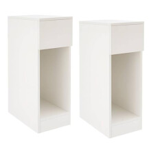 EVERGOODS 20cm Slim Bedside Table, White Narrow Nightstand with Drawer & Shelf, Modern Small Side Table Wooden Storage Cabinet for Bedroom, Living