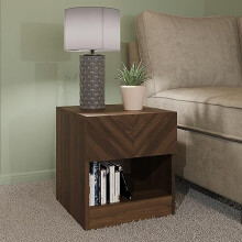 GFW Catania Bedside Cabinet With 1 Drawer & Storage Shelf, Modern Side Table With Contrast Top, Quick Easy Assembly Flat Pack Bedroom Furniture, Wood,