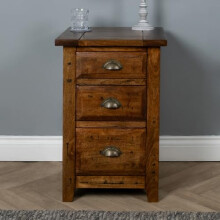 Elm home and garden Rustic Dark Solid Mango Wooden 3 Drawer Bedside Cabinet Nightstand Fully Assembled Side End Table