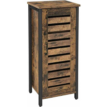 FEFEÂ Industrial Style Wood/Steel Nightstand Bedside End Table Bathroom Cabinet Shoe Rack With Shutter Door