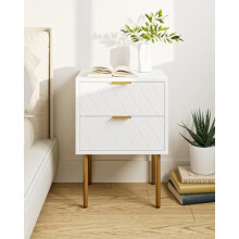 HEYZOEYÂ Bedside Cabinet with 2 Drawers, Modern Bedside Table, Side Table with Storage for Bedroom & Living Room (White, 30 x 40 x 56 cm)