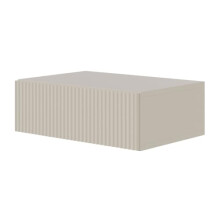 SELSEY Veldio Wall-Mounted Bedside Table - Matte Gray Beige Finish - 50 x 35.6 x 17 cm, Slatted Front,Laminated Board/MDF, Push-to-Open Drawer, Modern