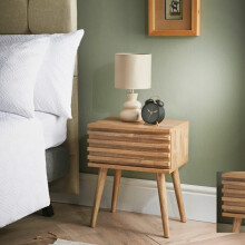 RA-HOMESTOREÂ Axel Bedside Mango Wood Finish Table stylish piece to bring functionality and a natural look to your bedroom 40 x 29 x 49.5cm
