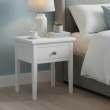 GROF GROFurniture 1 Drawer Painted Sofa Table, Painted Bedside for Bedroom, White End-table Table Ready Assembled