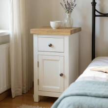 GROF Furniture Snow White Bedside Table, Painted Bedside Table, Wooden Cabinet for Bedroom, or Wooden Nightstand Sofa End W34cm x D40cm x H64cm Fully