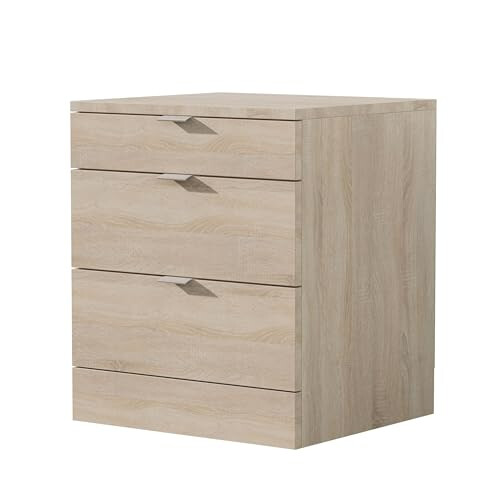 Nera Bedside Table with 3 Drawers Nightstand Bedroom Cabinet Storage Solution (Black)