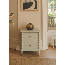 Cromwell Bedside Table with 2 Drawers | Bobbin Design, Wooden Nightstand End Table | W50cm x H61cm x D41cm | Assembled Wooden Bedroom Furniture (pale