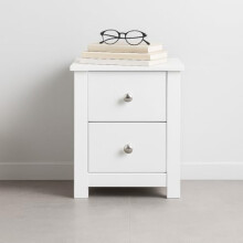 Home Treats White 2 Drawer Bedside Table | Modern Wooden Nightstand | Bedroom Storage Cabinet for Lamp, Books & Essentials | Side Table | H 40cm x W