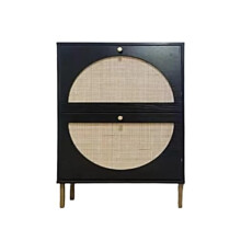 Linea Nightstand Bedside Table Rattan Modern Versatile Sturdy Storage Cabinet