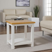 GROFurniture 100% Oak Top Side Table Ready Assembled Painted End Table Nightstand for Bedroom or Livingroom, Oak Bedside Table Cashmere Grey, Modern &