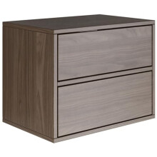 Selsey Bedside Table Hanging Floating Wisconsin Walnut Colour 50 W x 36 D x 40 H cm Bedside Cabinet with Two Drawers in Minimalist Push-to-Open