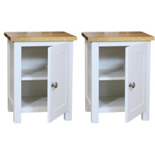 GROF GROFurniture Pair of Bedside Tables with 1 Door Small Cabinet, Solid Wooden Side End Bedside Cabinet Set of 2 Narrow Bedsides Side Table for