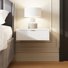 GFW Sienna Wall Mounted Bedside Tables Set of 2 â“ Floating Nightstands with Storage Shelf, Modern Space Saving Bedside Tables for Bedroom, White