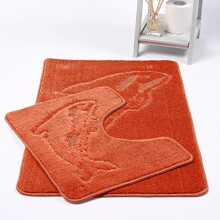Dolphin Bath Mat 2 Piece Set Non Slip & Washable Pedestal and Bathmat Toilet Bathroom (Terracota)