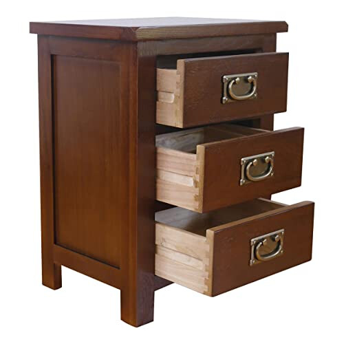 ARPHASLE Oak Solid Wood Bedside Cabinet (Walnut Brown), (132-FUR)