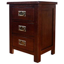 Aurotrice OAK Bedside Table Solid Side Lamp Nightstand with 3 Drawers Drawered Cabinet Oak Lacquer Finish Narrow