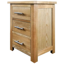 Aurotrice OAK Bedside Table Solid Side Lamp Nightstand with 3 Drawers Drawered Cabinet Oak Lacquer Finish Narrow