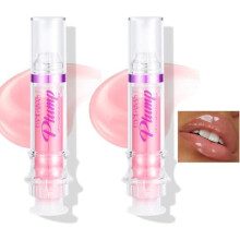 Baorder 2PCS Plumping Lip Oil With Chili Extract-Fuller Lips Instantly!Clear Pink Plumper Pout Lips Lip Gloss,Hydrating Nourishing Tinted Lip Balm