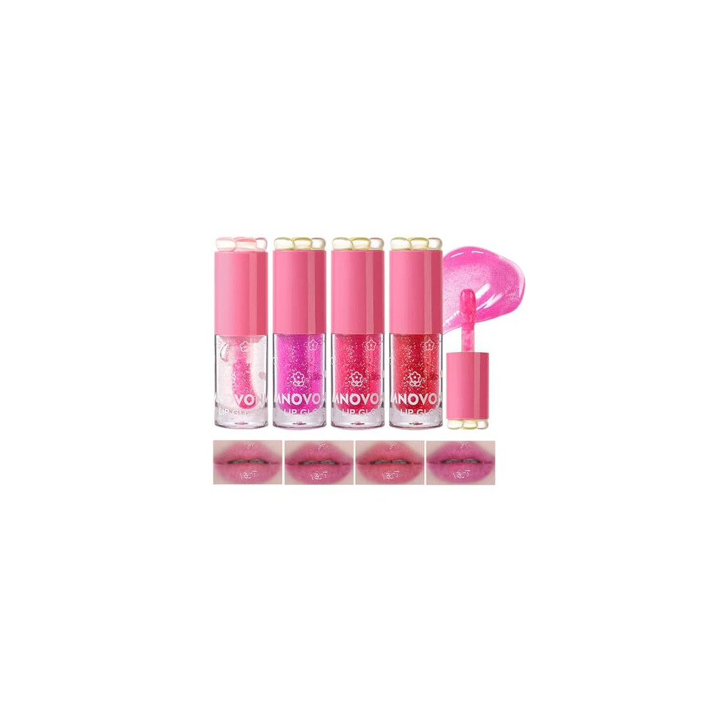 Denestup 4 Pcs Lip Gloss Set, Colors Changing Lip Gloss Shimmer Lipgloss Liquid Lipsticks Moisturizing Shine Glass Finish Lip Makeup For Women