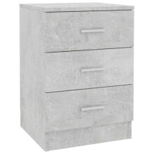 vidaXL Bedside Cabinet in Concrete Grey, 38x35x56 cm, Engineered Wood Nightstand with Three Drawers, Modern Design, Living Room and Bedroom Furniture