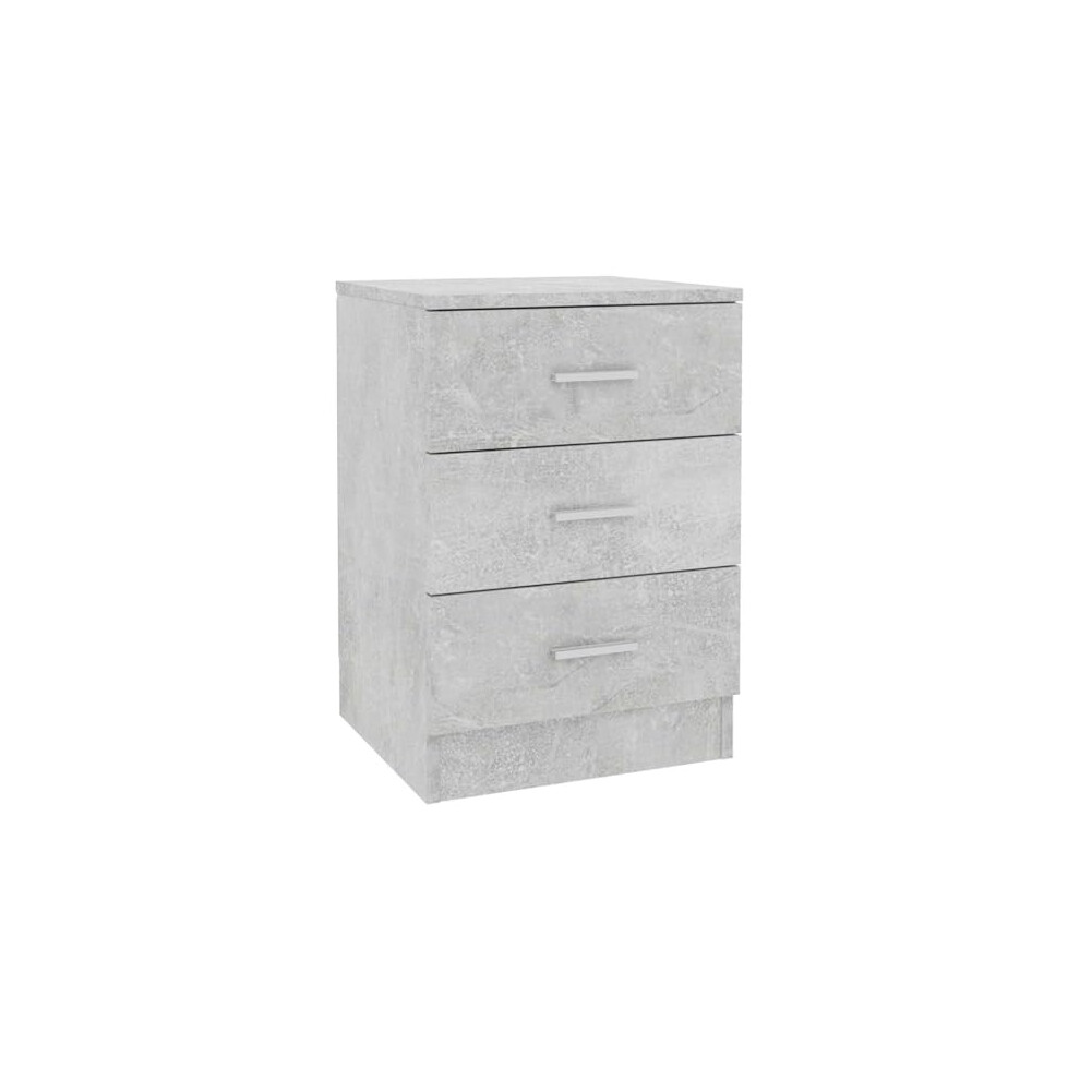 Photos - Storage Сabinet VidaXL Bedside Cabinet in Concrete Grey, 38x35x56 cm, Engineered Wood Nightstand with Three Drawers, Modern Design, Living R 