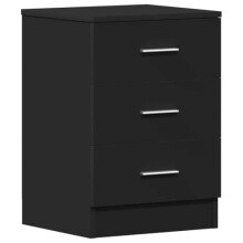 vidaXL Engineered Wood Bedside Cabinet - Modern Nightstand with 3 Sliding Drawers - Durable and Easy to Clean - Black