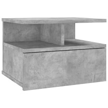 vidaXL Floating Nightstand - Compact and Space-Saving Bedside Cabinet with Drawer and Open Compartments, Engineered Wood Construction, Concrete Grey