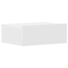 vidaXL Floating Nightstand in White - Space-Saving, Wall-Mounted Design with Solid Tabletop and Integrated Drawer, Made of Durable Engineered Wood